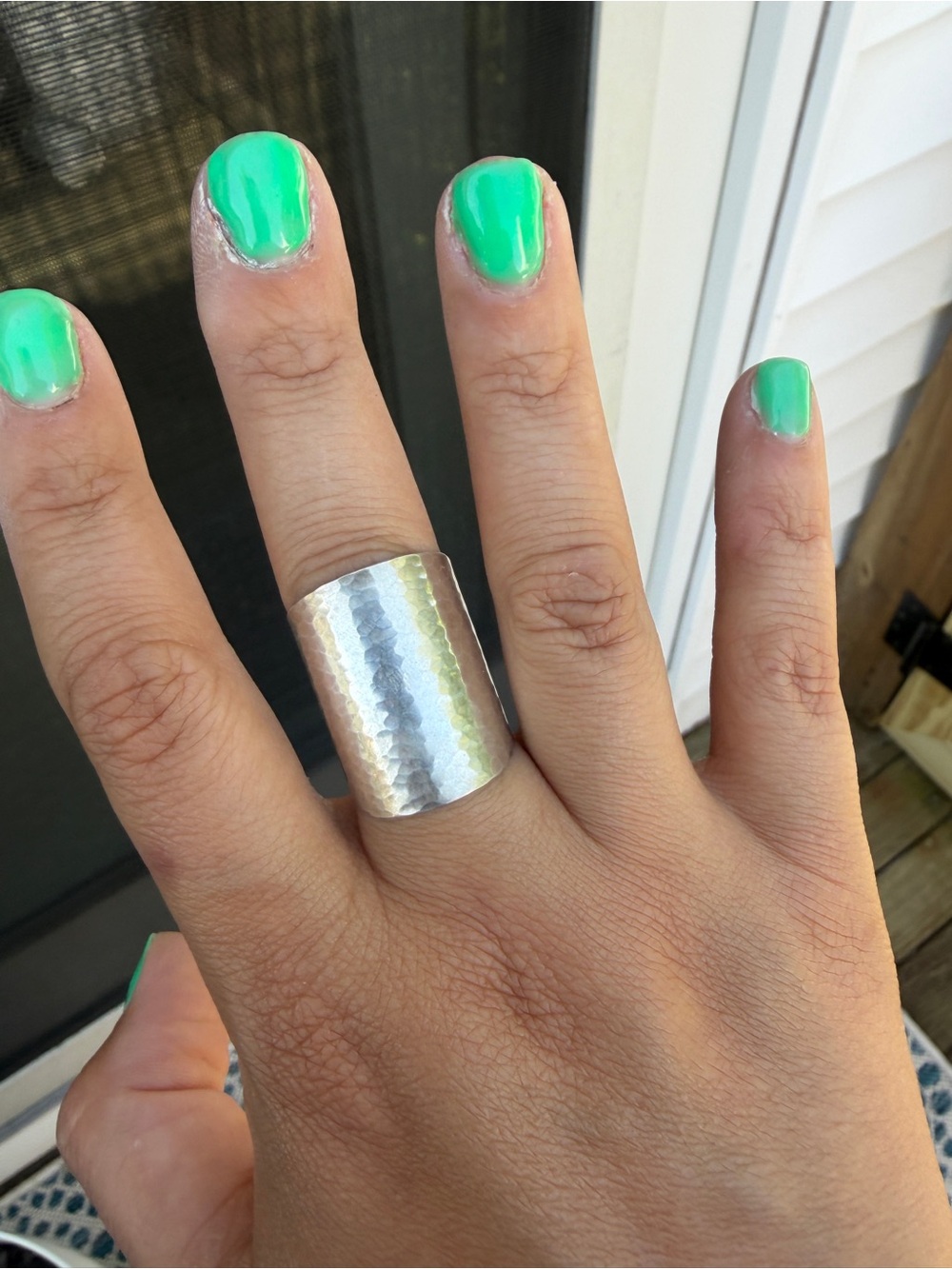 James Michelle Hammered Silver Cuff Ring